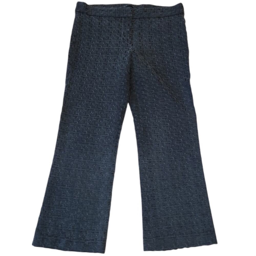 Elie Tahari CorpCore Cropped Wide Leg Pants Gray 10 Jacquard Workwear Office